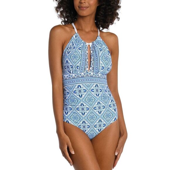 La Blanca High Neck Keyhole One Piece swimsuit size M - Picture 13 of 13